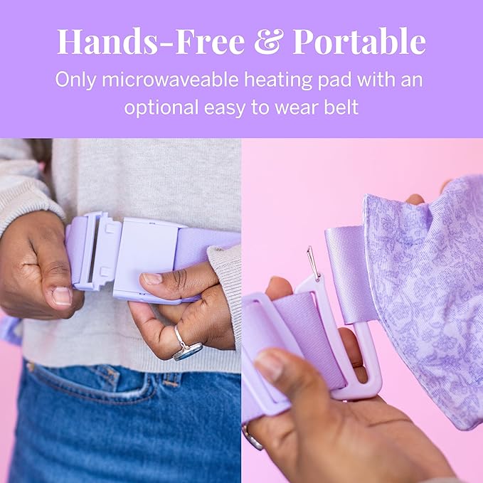 Pixie Microwavable Heating Pad for Period Cramps - Flaxseed & Lavender Weighted Wearable Hot & Cold Reusable TheraPad™ Waist Belt for Menstrual Cramp Pain Relief, Lower Back, Stomach & Feminine Care