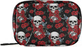 Travel Pill Organizer Bag Weekly Pill Organizer Case Skull Rose Clock Pigeon Portable Small Daily Pill Boxes for Vitamin Fish Oils Supplement Holder with Zipper Compact Size
