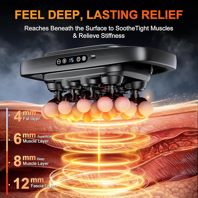 Massage Gun Deep Tissue for Back, Shoulder and Neck Pain Relief, Powerful Shoulders, Back Massager, Legs, Foot Massager & Full Body Muscle Recovery with 20 Massage Heads, 3 Modes & 30 Speed