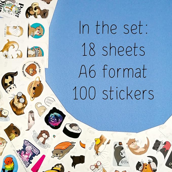 BulbaCraft 100Pcs Sea and River Otter Stickers for Laptop and Water Bottle - Otter Gifts, Cute Stuff, Gifts for Women & Men
