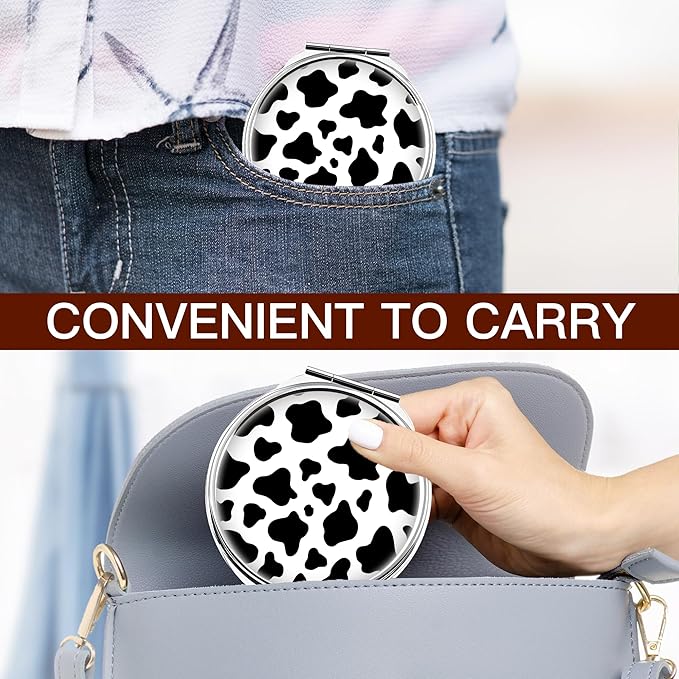 Weekly Pill Case, Medicine Planner, Vitamin Organizer Box, Portable Daily Pill Box with Compartments,Pocket Purse Metal Medicine Organizer Unique Gifts,Cow Pattern