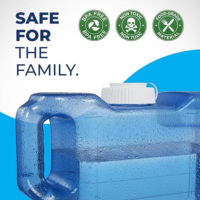 Refrigerator Water Dispenser 1.1 Gallon – Leak-Proof Slim Fridge Water Container with Spigot – BPA-Free Refillable Water Jug (Dark Blue)