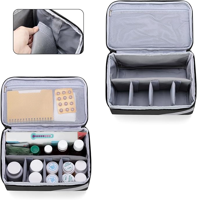 Trunab Medicine Storage and Organizer Bag Empty, Pill Bottle Organizer with Portable Small Pouch, Home First Aid Box for Emergency Medication, Supplements or Medical Kits (Bag Only)(Patent Design)