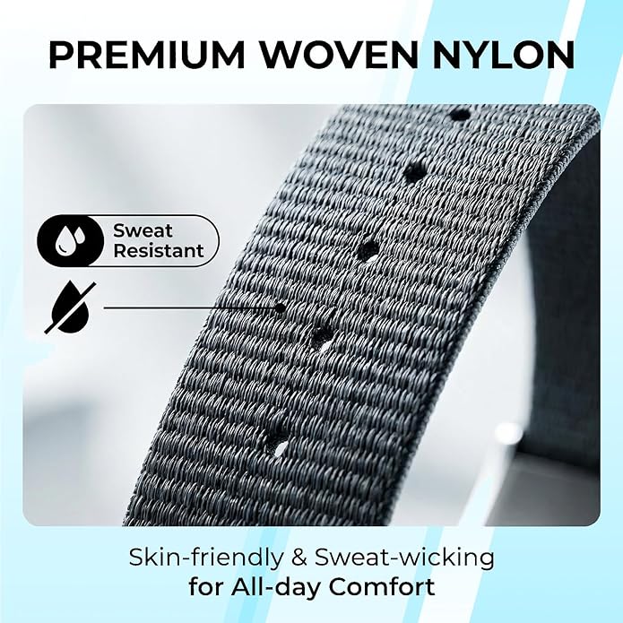 Nylon Strap Compatible with Hume Band - Soft Woven Breathable Replacement Strap Bands for Hume Health Band - 24/7 Wear, Adjustable Sport Wristband - Metal Buckle & Loop Closure for Secure
