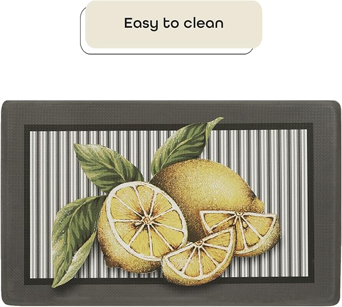Anti-Fatigue Floor Comfort Mat - 18 x 30 Inch (Lemon Drop) - Waterproof Non-Slip Rug - Easy to Clean Cushioned Mat for Kitchen, Bathroom, Standing Desk & Office - Achim Home Decor