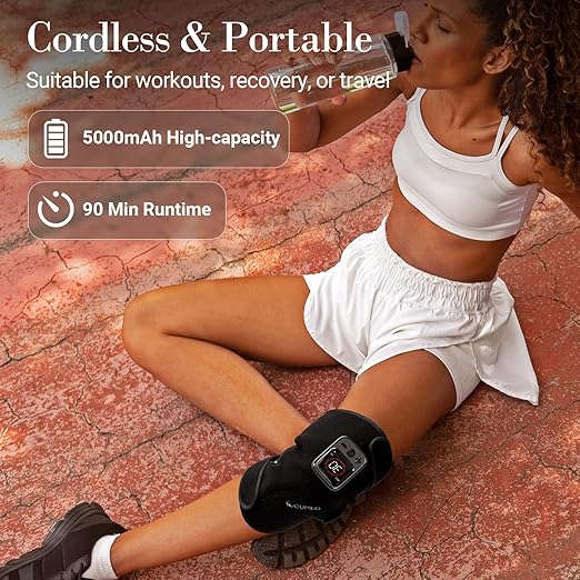 Red Light Knee Massager, 5 Light & Heat Settings, 5 Vibration Modes, 5000mAh Cordless Heated Knee Wrap, for Comfort & Relaxation