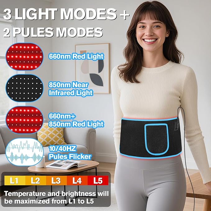 KingSom Red Light Belt, Red Light for Body,660nm & 850nm Infrared Light Wrap Belt,Red Light Device with Upgraded 3 in 1 Led Beads,Red Light Belt with Timer
