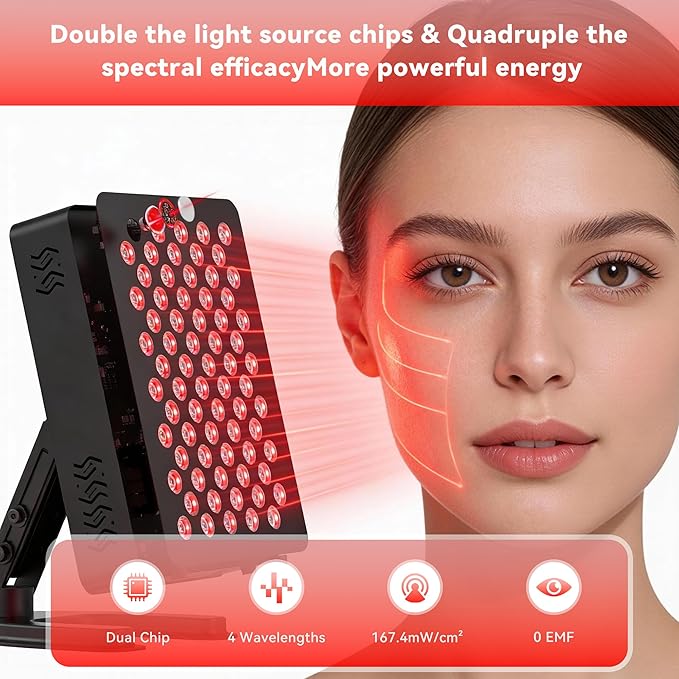 Red Light Therapy for Body, 660nm 850nm Near Infrared Lamp with Timer and Remote, 70 Dual Chip LEDs Device with 350W of Power, Ideal for Face and Body (M70)