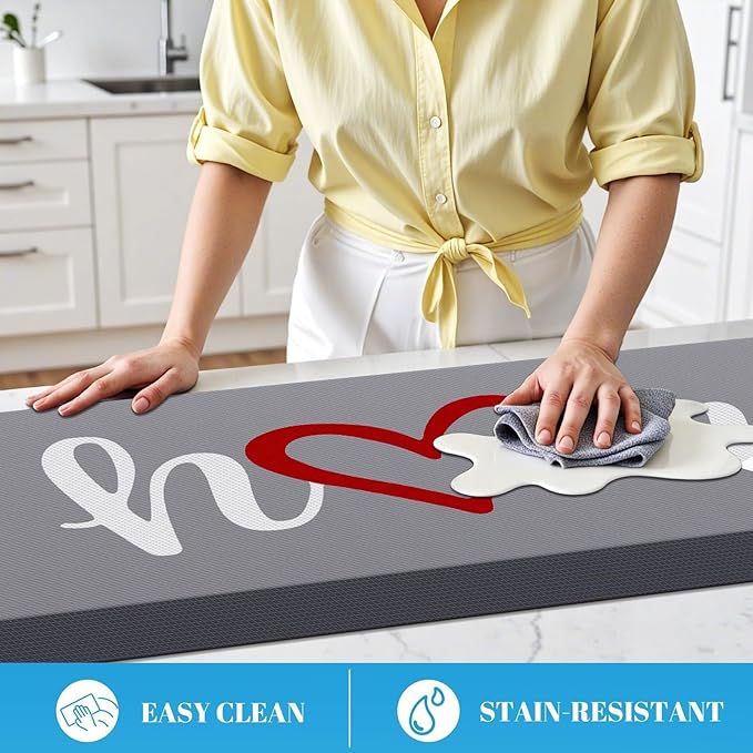 HappyTrends Kitchen Mat Cushioned Anti-Fatigue Rug Non-Slip Kitchen Rugs Stain Resistant Ergonomic Comfort Mat for Floor, Office, Sink, Laundry (17.3"x 39", Grey)
