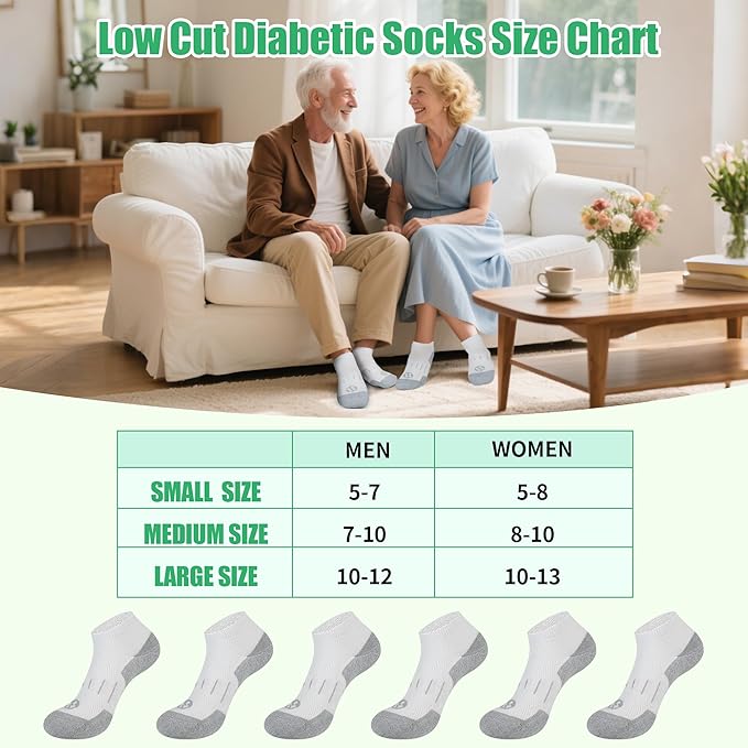 Diabetic Socks for Men,4 & 6 Pairs Low Cut Bamboo Viscose Wide Mens Diabetic Socks Size 9-11 10-13