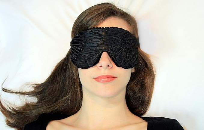 Handmade Weighted Sleep Eye Mask Yoga Pillow - Flax Seed Fill - Lavender Scented - Black Magic - TEMFL-BM