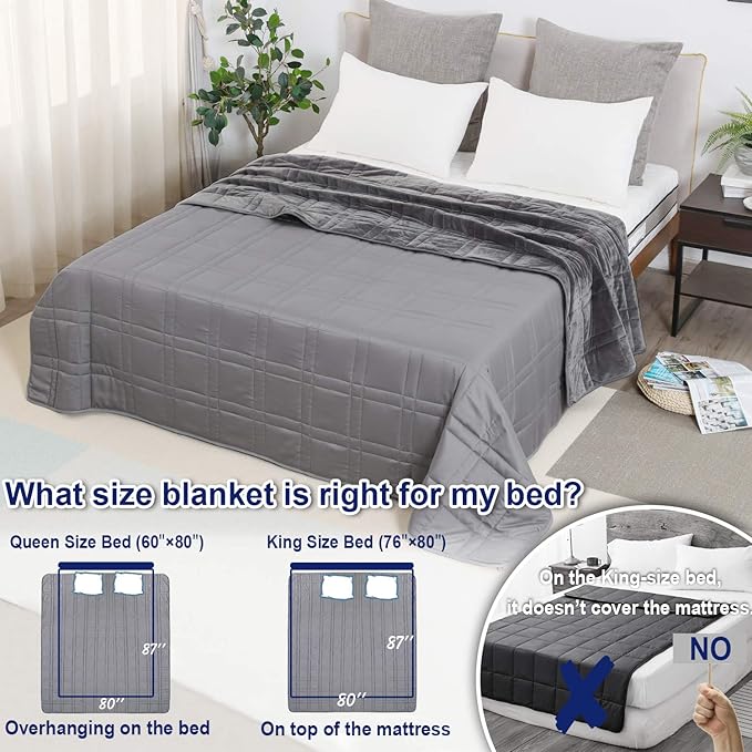 OMYSTYLE 80''x87'' Weighted Blanket Queen Size for Adult(20lb, Reversible), Double-Sided with Warm Short Plush and Cool Tencel Fabric - Carry Bag Included