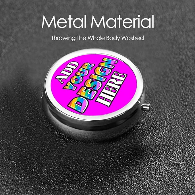 Custom Travel Medicine Organizer, Medicine Pill Box Case Container Travel Pill Holder Vitamin for Purse Med Wallet Portable Mini Pastillero Round, Magenta, Personalized Gifts