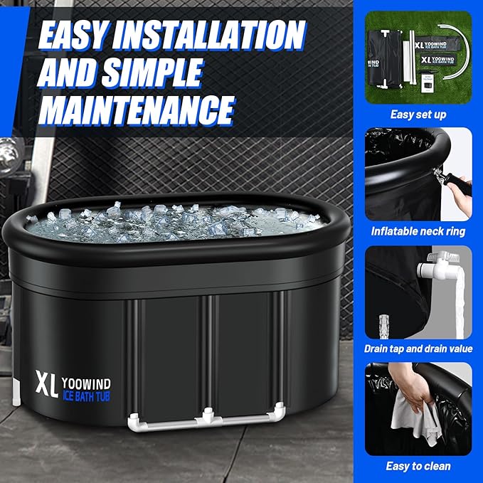 Upgrade XXL 150 Gal Cold Plunge Ice Bath Tub, Large Size for Athletes Up to 6'5'' Tall, Portable for Cold Water Therapy Recovery, Insulated Multi Layered Ice Bath Barrel for Indoor Outdoor Gym