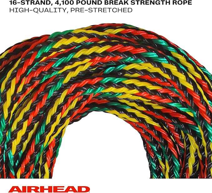 Airhead Tow Rope, 1-4 Rider Rope for Towable Tubes Multi, 9/16"