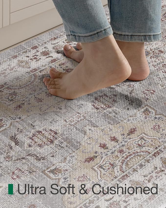 LUMI Anti Fatigue Kitchen Mat, Waterproof & Stain-Resistant Cushioned Standing Mat, Non-Slip Comfort Rug for Kitchen, Sink, Laundry, Home Office, 17" x 59", Grey