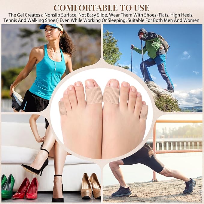 Blulu 24 Pieces Toe Tubes 0.98 Inches Cushion Tube Corn Pads for Toes Sleeves Soft Gel Protectors for Cushions Corns Blisters Calluses 3 Size (Skin Color,Large,Small)