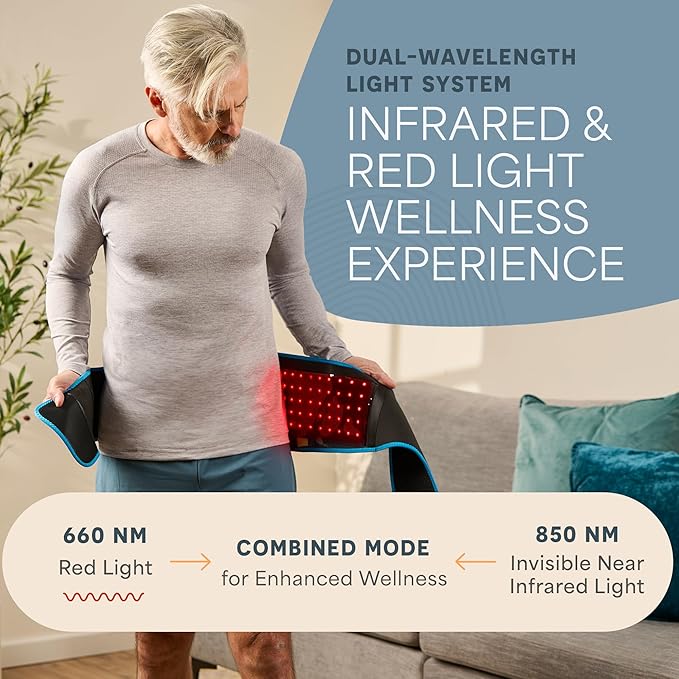 Lifepro Red Light Therapy Belt – Allevared Infrared Red Light Therapy for Body, Back Pain and Shoulder - 660nm & 850nm Near Infrared Heating Pad – Adjustable & Portable for Wellness & Relaxation