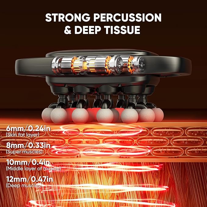 20-Head Massage Gun, Deep Tissue Percussion Massager with 30 Speeds & 3 Modes, 110lb Force, Ultra-Quiet 35dB, 2600mAh Battery, Type-C Fast Charging, 6H Use, Full Body Muscle Relaxation