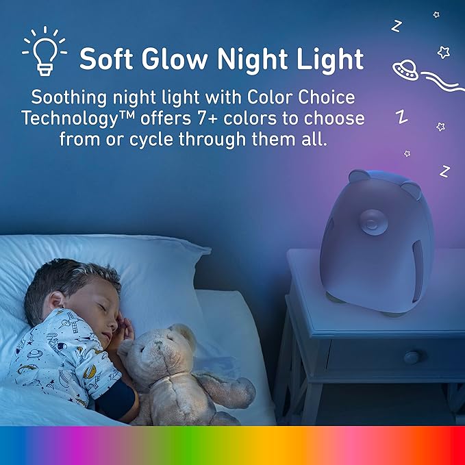 Pure Enrichment PureBaby Kids Bear Air True HEPA Air Purifier - 4 Stage Air Filtration, UV-C Light, and Night Light for Medium-Large Rooms - Baby Nurseries, Kid Bedrooms (White)