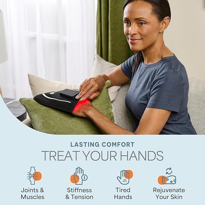 LifePro Red Light Therapy for Hands, Feet & Ankles – Cordless Glove & Foot Wrap with Dual Wavelengths (660nm & 850nm) Infrared Foot Therapy, Auto Shut-Off Timer for Wellness, Relaxation & Comfort