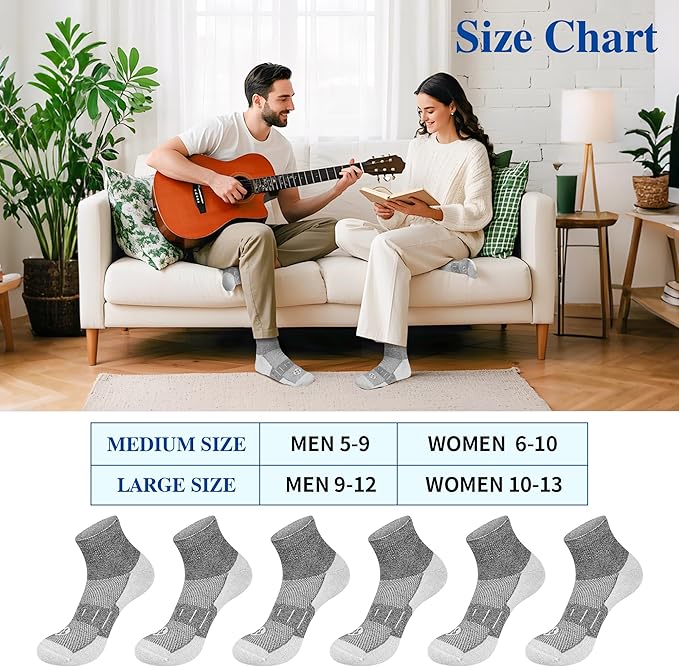 Diabetic Socks for Men,6 Pairs Ankle Mens Diabetic Socks,Diabetic Neuropathy Socks for Men Size 9-11/10-13/13-15.