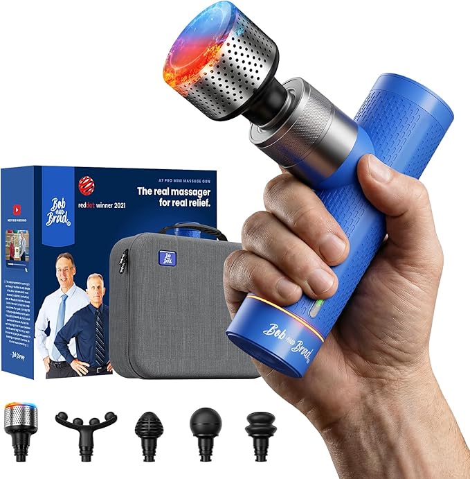 BOB AND BRAD A7 Pro Massage Gun with Heat & Cold Therapy for Back Pain & Recovery - 11mm Deep Tissue, Portable Quiet Handheld Gun, FSA-HSA Eligible with Case