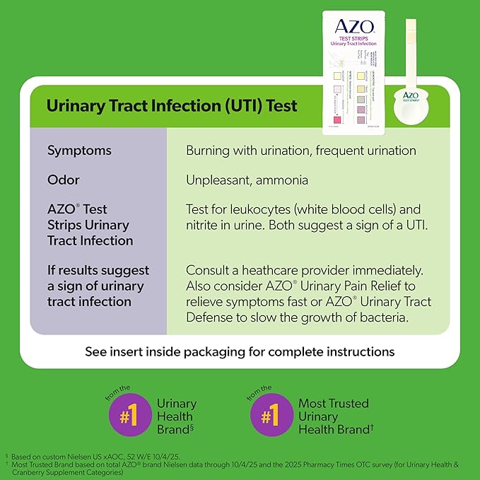AZO Urinary Tract Infection (UTI) Test Strip + Vaginal pH Test Kit, Fast & Accurate Results, from The #1 Most Trusted Brand, FSA/HSA Eligible