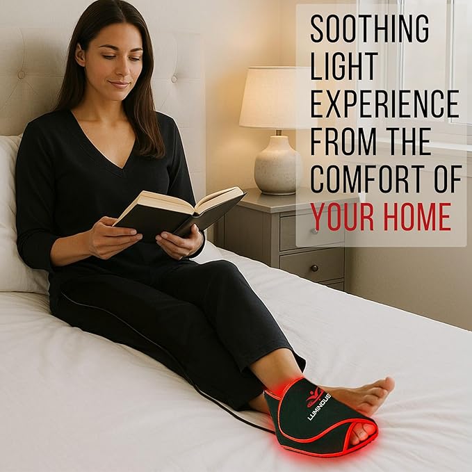 Red Light Therapy Foot Wrap – Infrared Device for Feet & Ankles Adjustable LED Light Wrap with Red & Near-Infrared LEDs (660nm & 850nm), 132 LEDs, Auto Shut-Off