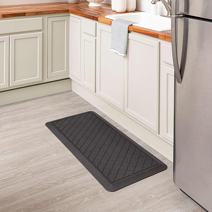 Tempur-Pedic Ultra Comfort Anti-Fatigue Lattice Raven 1' 8" x 3' 6" Kitchen Floor Mat Cushioned Ergonomic Standing Desk Mat Waterproof Non-Skid Foam