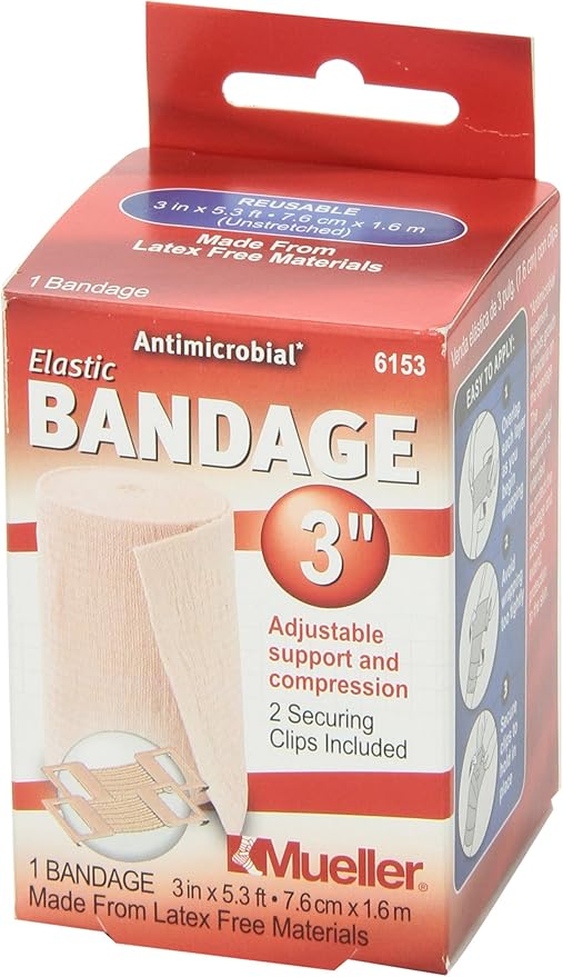MUELLER Sports Medicine Elastic Bandage, All-Purpose Support Wrap, Self Adhesive Bandage Wrap, Athletic Compression Sleeve for Injuries and Pain Relief, Beige