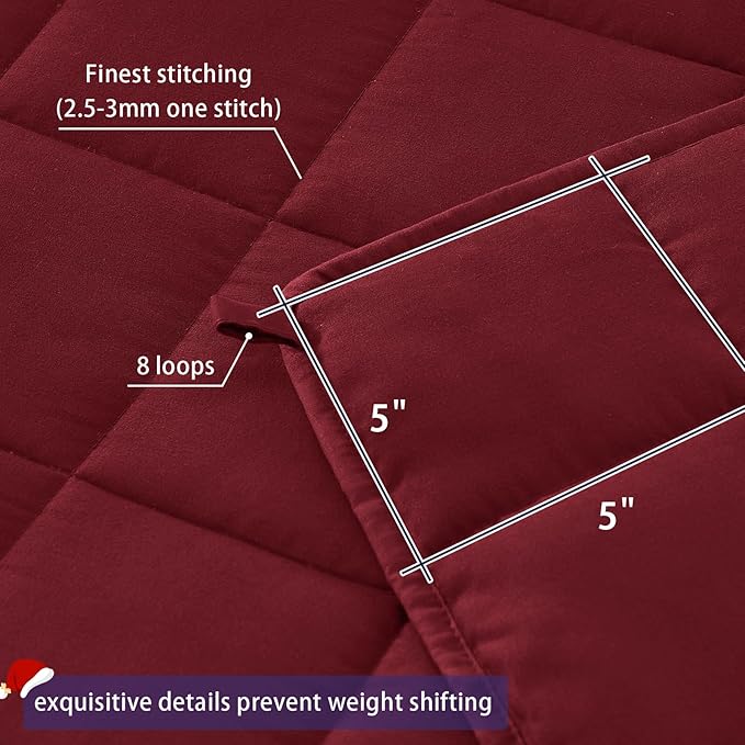 yescool Weighted Blanket for Adults (20 lbs, 60” x 80”, Red) Cooling Heavy Blanket for Sleeping Perfect for 190-210 lbs, Queen Size Breathable Blanket with Premium Glass Bead, Machine Washable