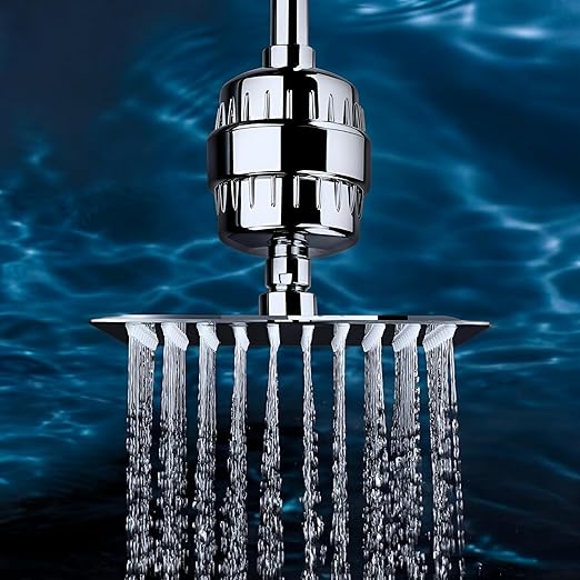 Shower Head Filter for Hard Water -15 Stage High Output Water Filter with 2 Replacement Cartridges, Removes Chlorine & Fluoride for Healthier Skin and Hair. (Brushed Nickel)
