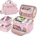 Medicine Storage Bag with 2 Medical Bags, Pill Bottle Organizer Bag Empty First Aid Bag for Travel, Home Healthcare, Pink(Empty Bag Only)
