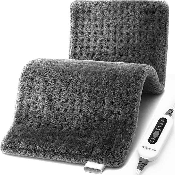 17''x33'' XXXL King Size Heating Pad with 4 Temperature Settings & 2 Auto-Off Countdown Timers, Pain Relief for Back/Neck/Shoulders/Abdomen/Legs, Christmas Gifts for mom dad (Gray)
