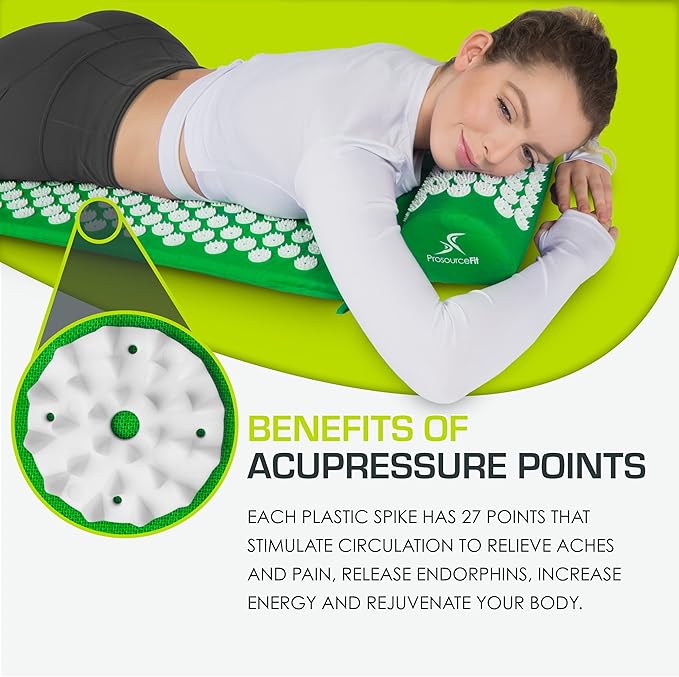 ProsourceFit Acupressure Mat and Pillow Set for Back/Neck Pain Relief and Muscle Relaxation