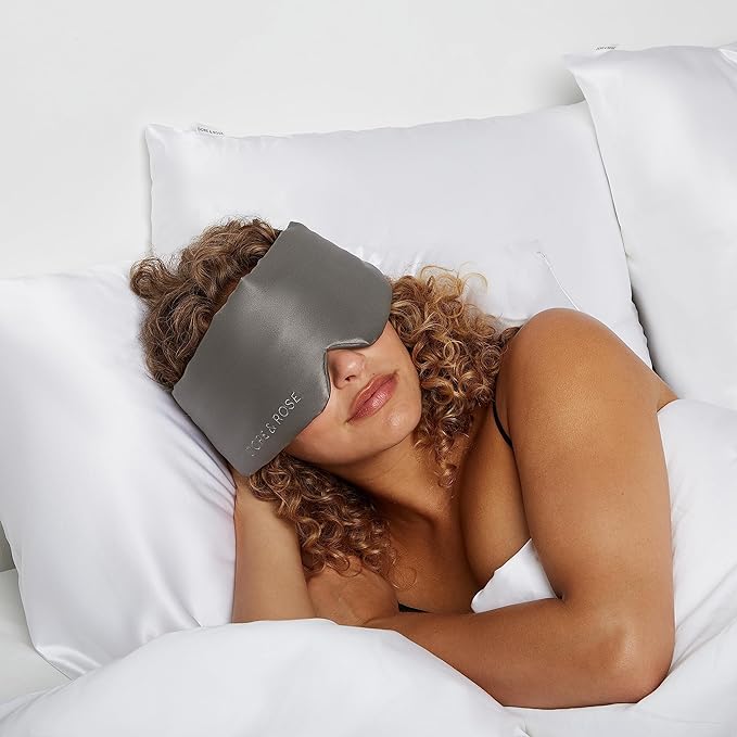 Dore & Rose Deep Sleep Mask Light Blocking, 23 Momme Mulberry Silk Eye Mask, Ultra Soft, Adjustable - Travel Sleeping Mask for Men & Women (Charcoal)