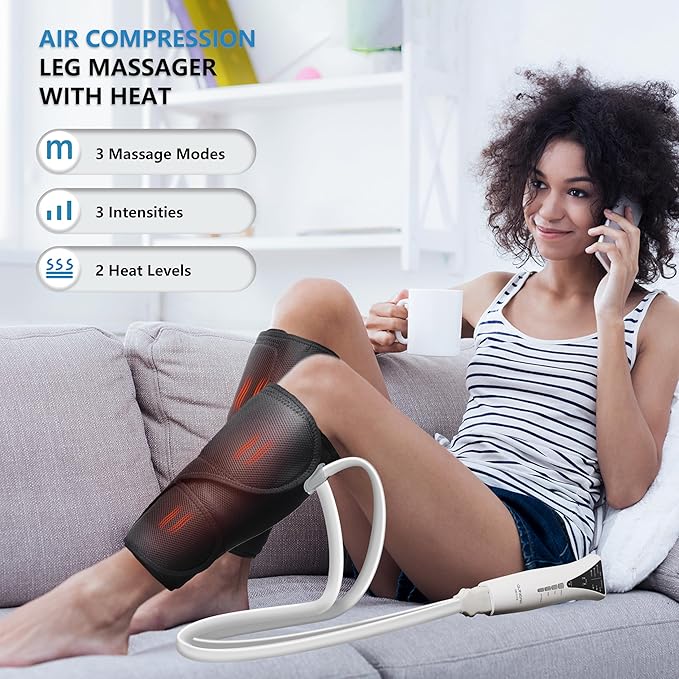 QUINEAR Leg Massager and Air Compression, Calf Massager with 3 Modes 3 Intensities,Leg Compression Massager for Circulation and Pain Relief,Ideal Gift