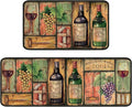 Wine Kitchen Rugs 2 Piece Set for Floor Mat, Non Skid Washable Absorbent Microfiber Wine Kitchen Mat for in Front of Sink for Standing for Home Wine Kitchen Decor 17"X30"+17"X47"
