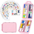 Large Travel Pill Organizer with Medicine Labels, Travel Pill Box Medicine Organizer Daily Pill Container 10 Compartments Purse Pill Case (Pink, 189 Lables)