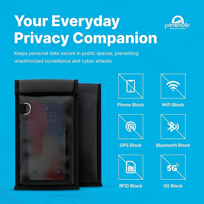 Faraday Bag – Anti-Theft & Distraction-Free Signal Blocking Pouch | RFID Protection for Phones, Keys & Cards | Fireproof & Waterproof | Ideal for School, Work & Travel Black