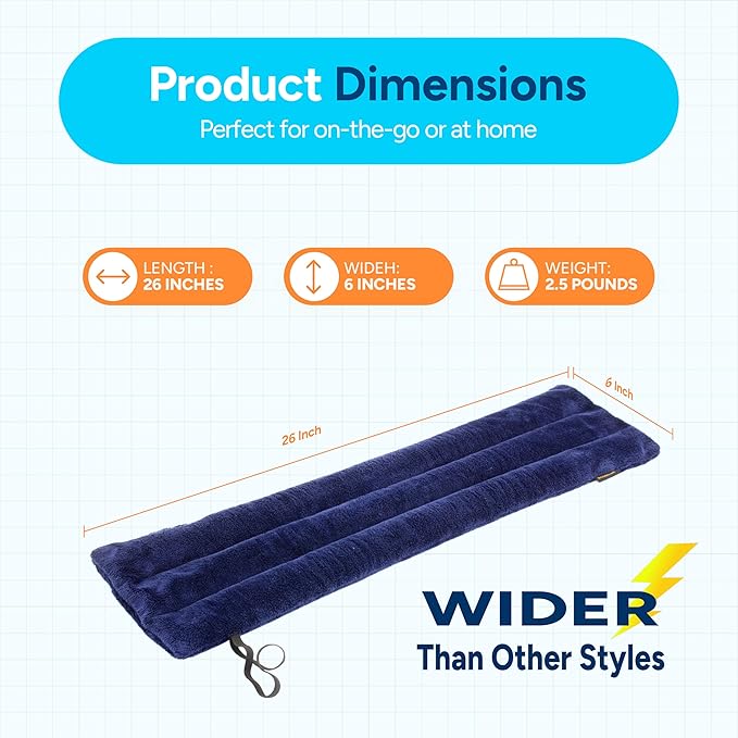SunnyBay Microwave Heating Pad, Microwavable Heated Neck and Shoulder Wrap, Multipurpose Moist Hot/Cool 2.5lb Bean Bag Pack with Plush Cover and Elastic Fastener,26x6 Inches, Wider, Blue