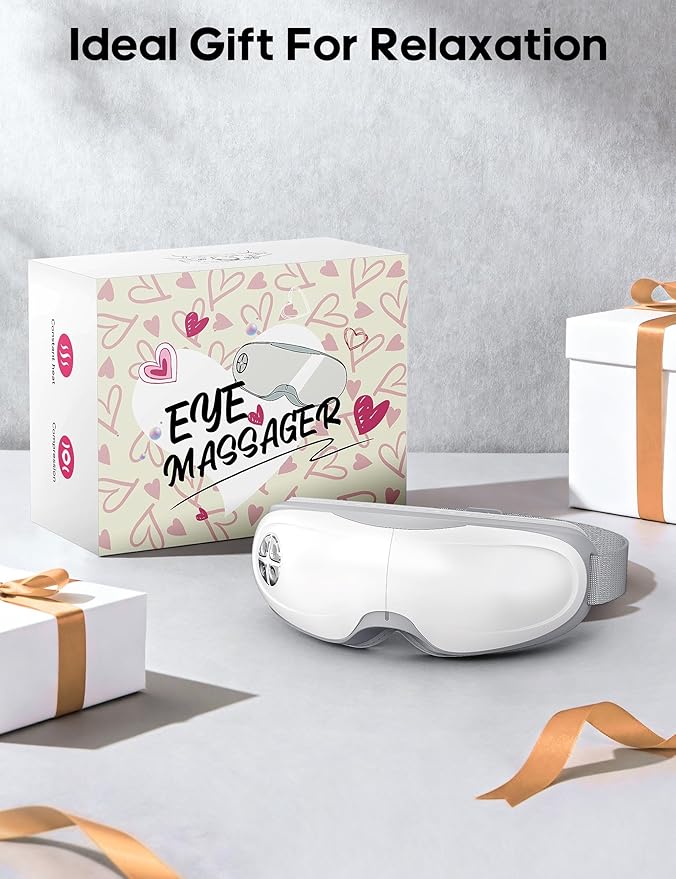 Lupow Eye Massager with Heat, Gift for Women & Men, Eye Mask with Music & White Noise for Migraine, Dry Eyes & Migraines Relief - Birthday, Christmas Gifts for Mom/Dad, Her/Him