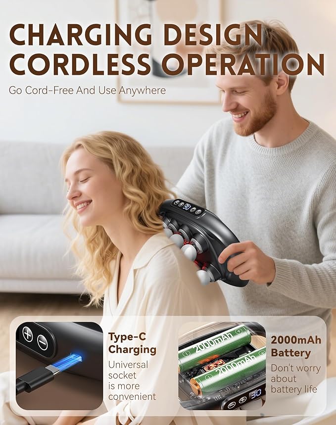 Deep Tissue Massager for Pain Relief, 16 Head Massage Gun Deep Tissue with 3 Modes & 30 Levels, 16 Heads Massager for Back, Shoulders, Legs, Body, Increase Intimacy(White-16Head)