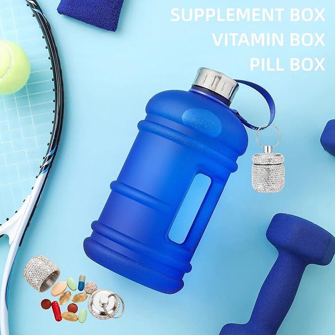 Pill Keychain Container Waterproof Portable Small Pill Box Case Ring Holder for Jewelry Keychain Medicine Holder Bling Medicine Organizer for Vitamin Supplement(Silver)