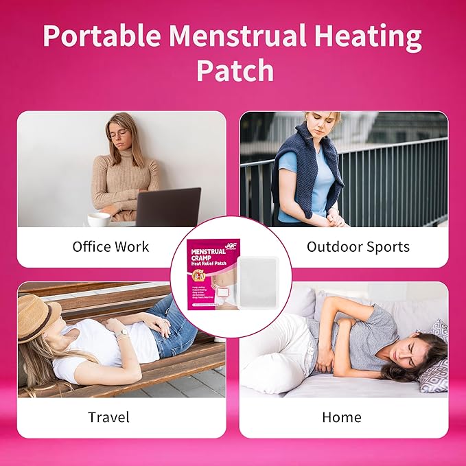 Menstrual Heating Patch for Women - 10 Packs Ginger Warming Patches Heat Pad for Period Cramps, Long-Lasting 8-12 Hours Warmth, Adhesive & Comfortable for Abdomen, Lower Back Relief