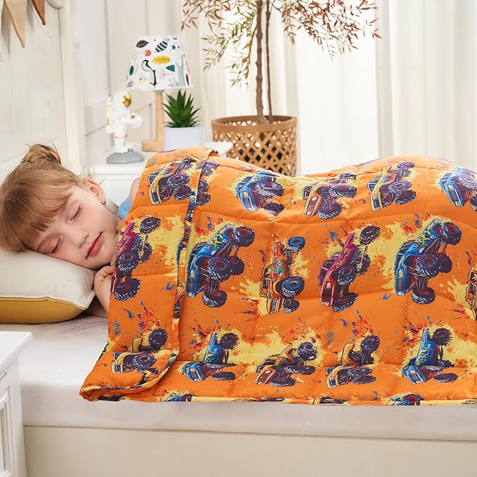yescool Truck Car Weighted Blanket 10 Pounds Cooling Twin Weighted Lap Blanket, Heavy Blanket for Sleeping, Weighted Throw Blanket Gifts for 80-110lbs, 40"x60"