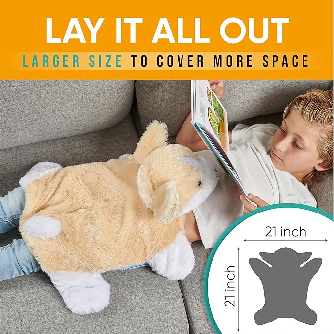 FRIENDLY CUDDLE Weighted Lap Blanket for Kids & Adults – Kids Weighted Blanket – ASD, Sensory Processing Weighted Stuffed Animals Dog Toy – Microwavable Weighted Lap Pad for Kids, 5 Lbs