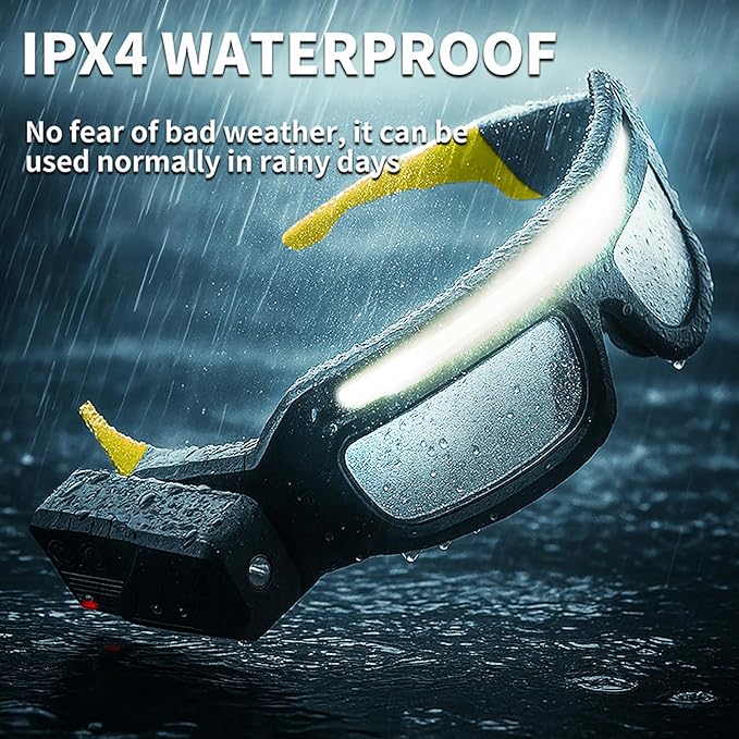 LED Headlight Glasses Rechargeable Headlight Glasses with Motion Sensor & Touch Control, Adjustable Safety Eyewear