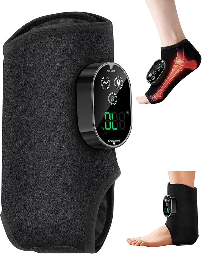 2in1 Foot and Ankle Massager with Heat and Vibration. Foot Renew. Cordless Ankle Massager for Circulation and Pain Relief, Suitable for Neuropathy and Muscle Fatigue. Gifts for Dad Mom Men Women（1pc）